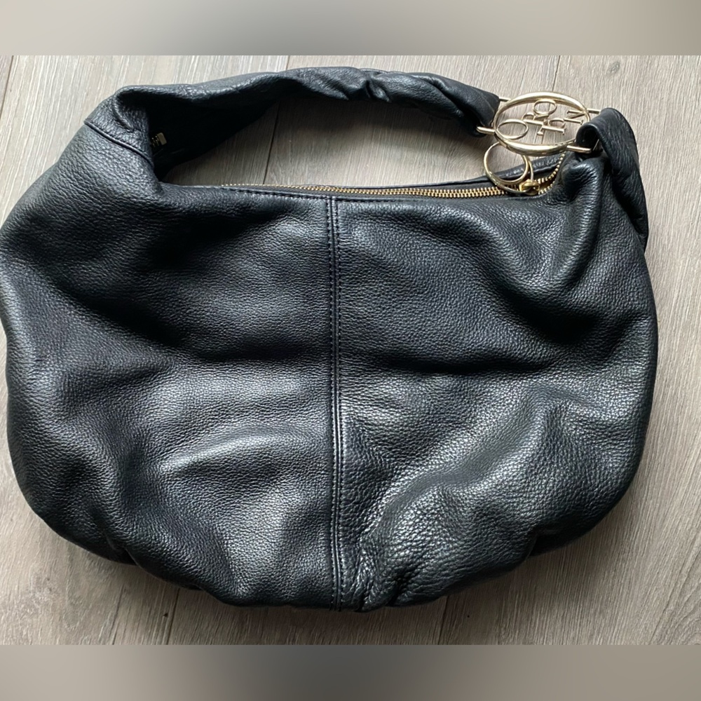 OROTON Black Leather Shoulder Bag